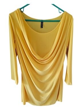 Jason Maxwell Yellow Cowl Drape Neck Blouse - L